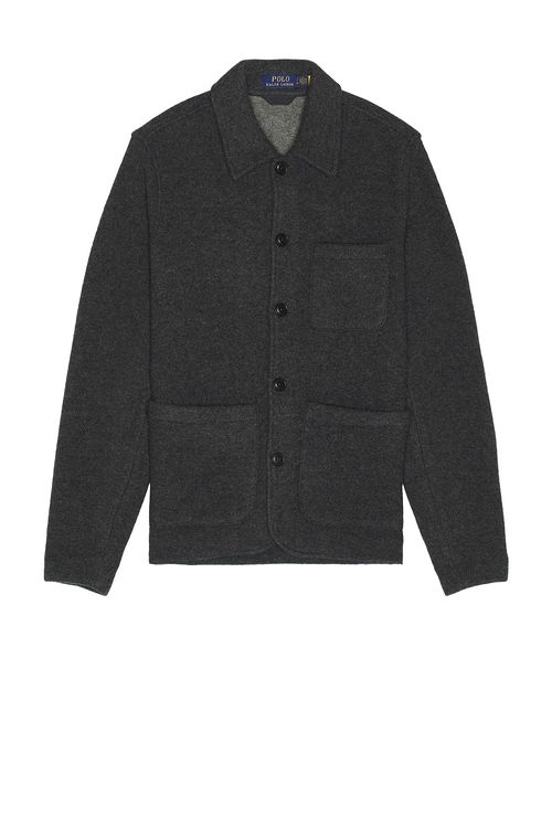 Polo Ralph Lauren Brushed Double Knit Chore Jacket in Dark Charcoal Heather - Charcoal.  XL/1X also in L