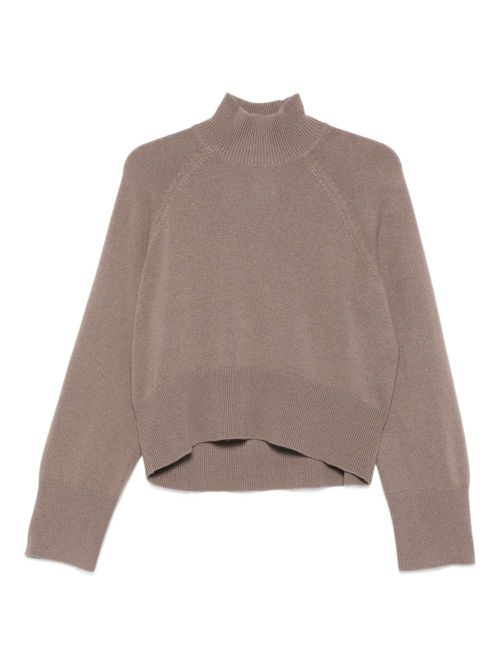 High-neck cropped sweater - Brown