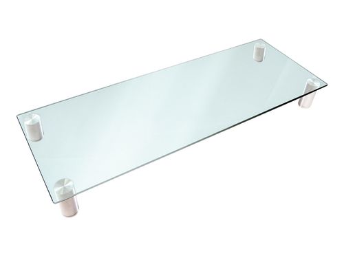 Workstream by Large Multimedia Desktop Monitor Stand 30.7in x 11in, Max Weight Capacity 80lbs, Clear Tempered Glass
