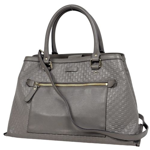 Gucci Gray Leather Handbag Shoulder Bag Tote Bag Pre-Owned