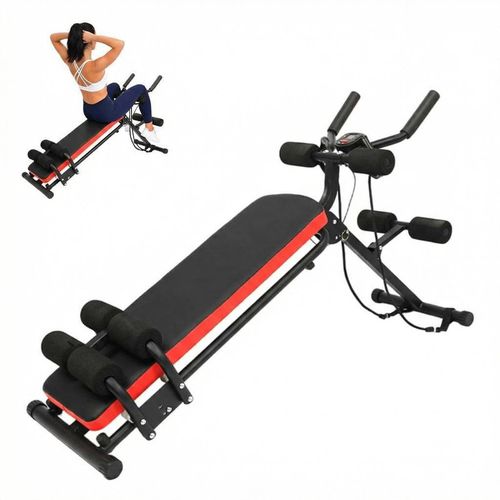 Garvee 2-in-1 Adjustable Ab Bench & Core Trainer with LCD Display, 330 Lbs Steel Frame, Foldable Design for Home Gym Workout