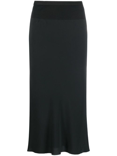 Elasticated-waist midi skirt - Black