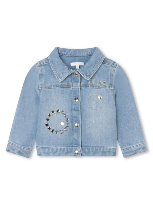 Eyelet-detail denim jacket - Blue