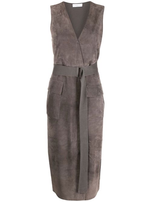 Sleeveless leather dress - Grey