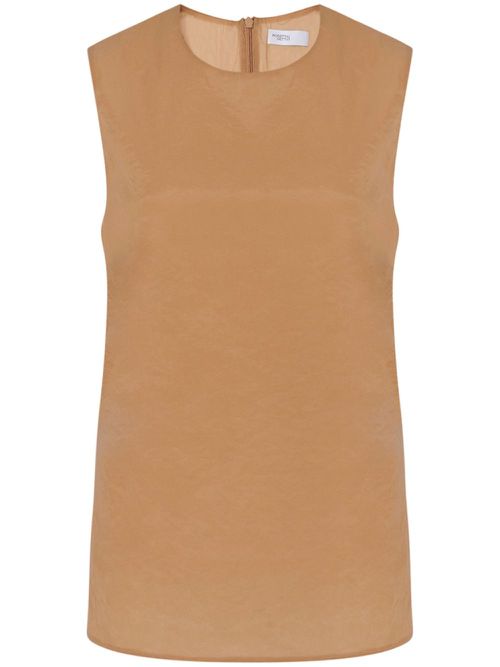 Crew-neck sleeveless tank top - Brown