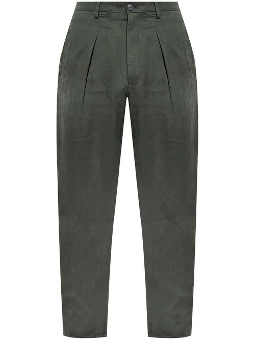 Pleat-detail trousers - Green