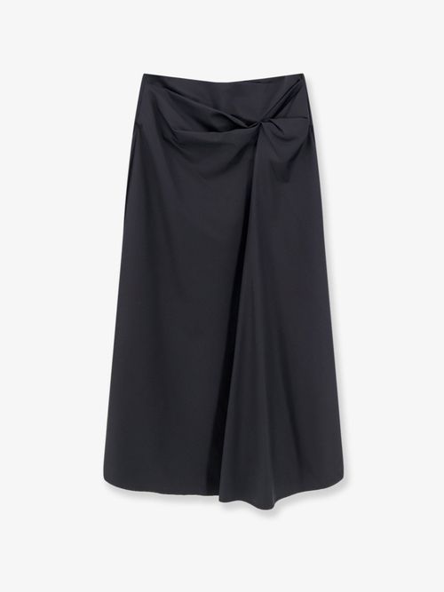 Draped Cotton-Blend Skirt — Black