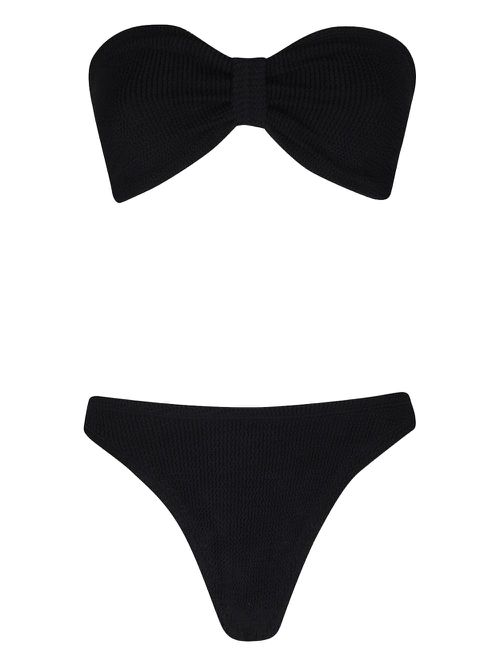 Bow-detail bandeau bikini set - Black
