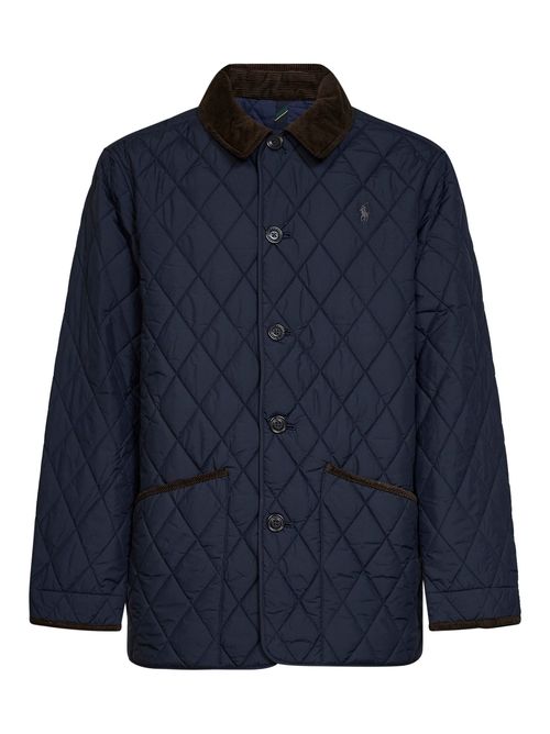 Diamond-Quilted Recycled Polyester Jacket — Navy