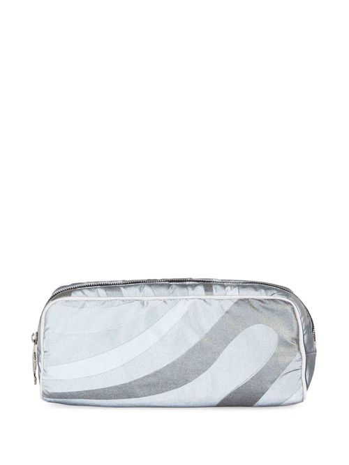 Abstract-print make-up bag - Silver