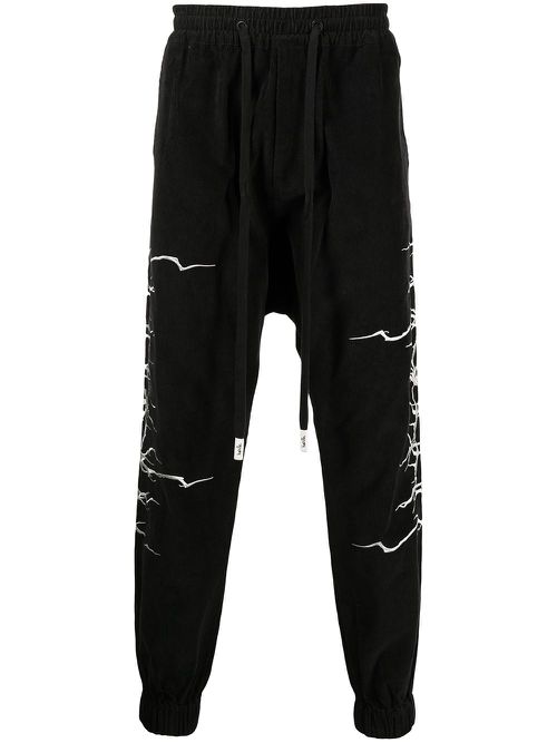 Fallen Angel print trackpants - Black