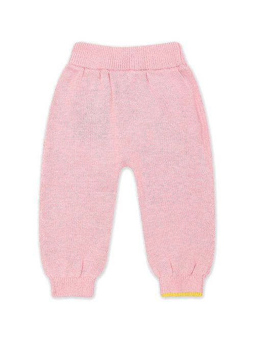 Elasticated-waistband knitted trousers - Pink