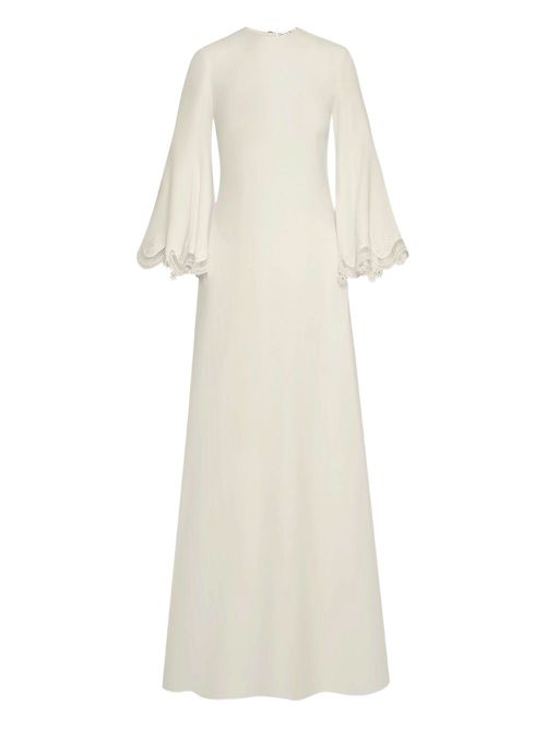 Lace-trim kaftan dress - Neutrals