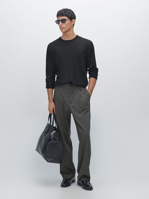 Knit 100% Cashmere Crew Neck Sweater - Black