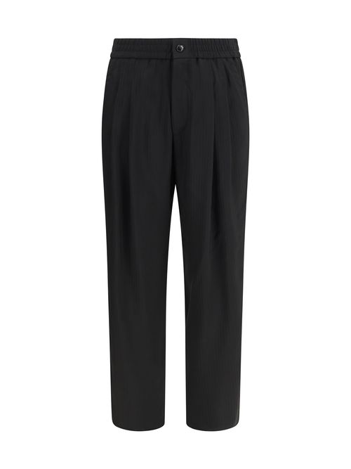 Wide-Leg Viscose Trousers — Black
