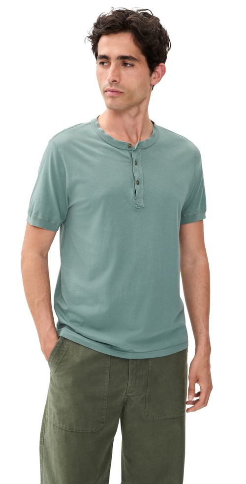 Short Sleeves Supima Henley Tee Aspen