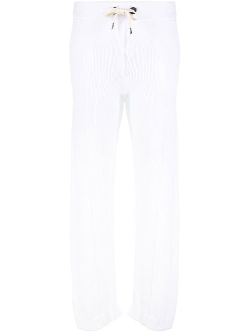 Fine-ribbed knitted trousers - White