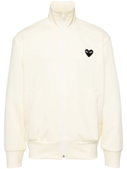 Heart-print jersey track jacket - Neutrals