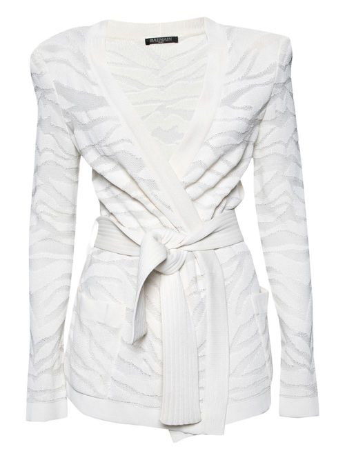 Belted cardigan - White