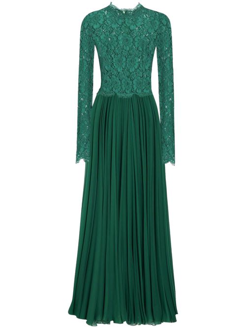 Lace-panel gown - Green