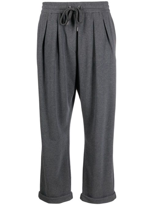 Pleated cropped track pants - Grey