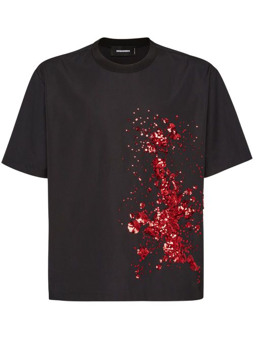 Sequin-embellishment T-shirt - Black