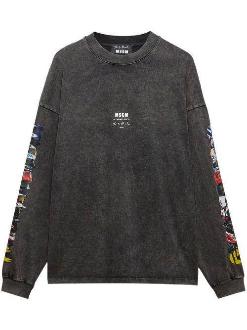 Printed long-sleeve T-shirt - Grey