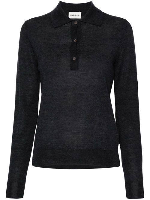 Knitted polo top - Grey