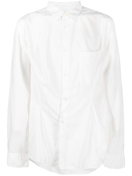 Draped long-sleeve shirt - White