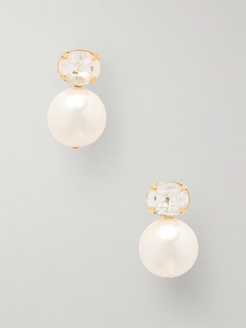 Nina Gold-tone Crystal And Pearl Earrings
