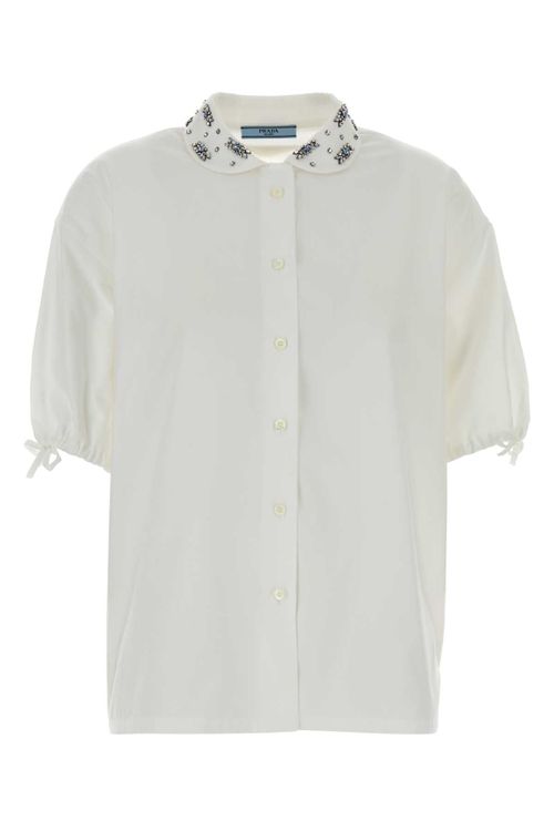 Jewel-Embellished Collar Shirt — White