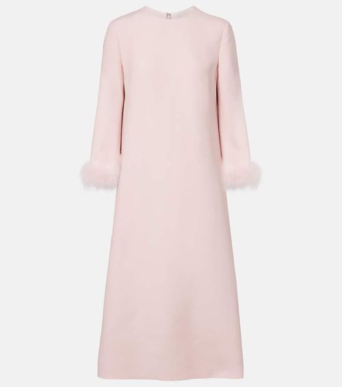 Crepe Couture feather-trimmed midi dress
