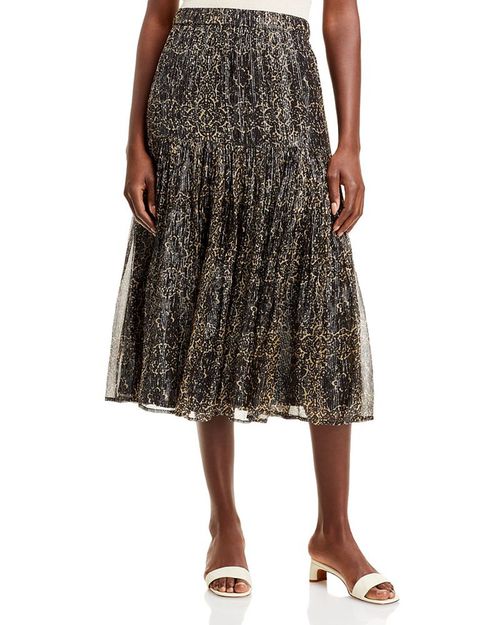 스커트 메탈릭 미디 프린트 Hernani Metallic Print Midi Skirt 4080224