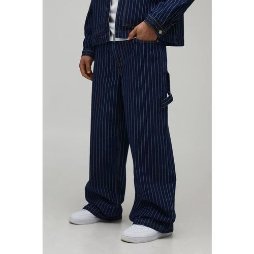 Pinstripe Carpenter Baggy Fit Jeans | Indigo