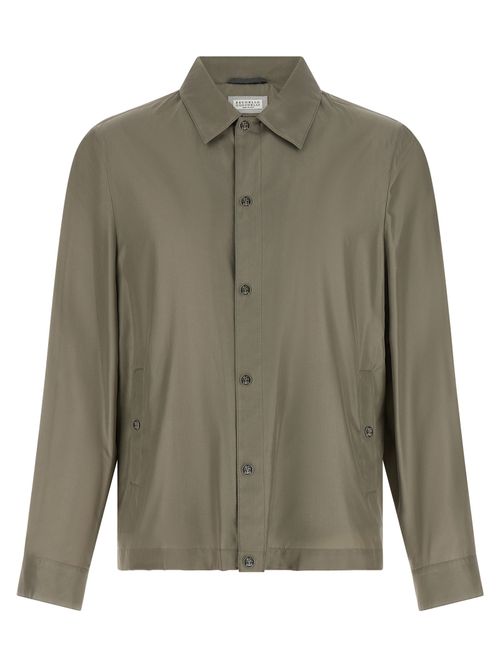 Silk Shirt-Inspired Jacket — Green