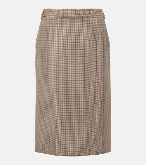 Houndstooth wool pencil skirt