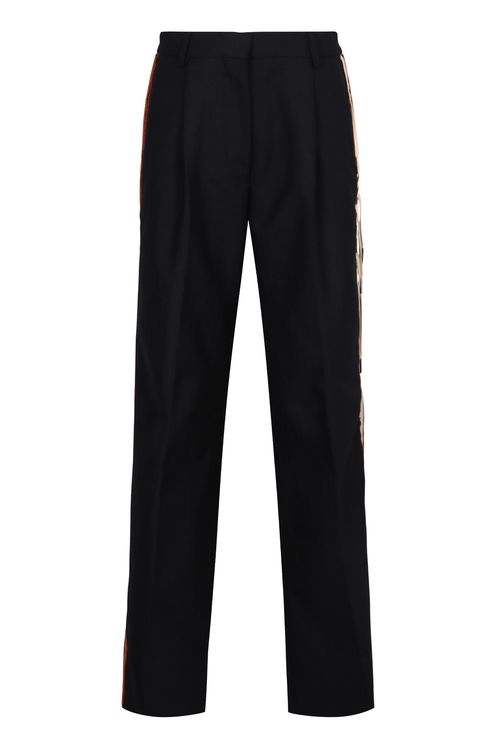 Straight-Fit Wool Pants with Belt Loops