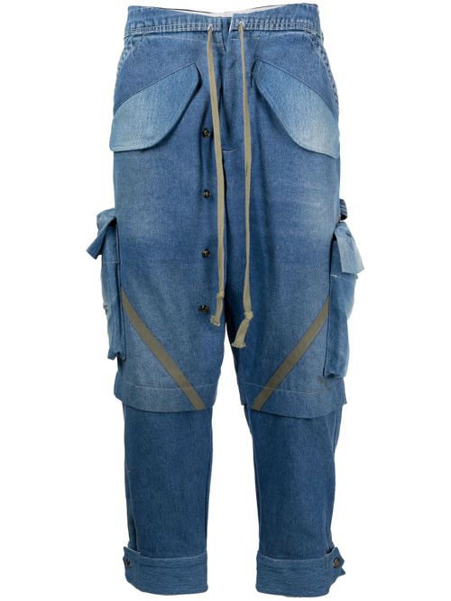Panelled washed jeans - Blue
