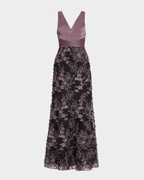 Aidan By Aidan Mattox | Sleeveless Floral-Embroidered Gown | Realry