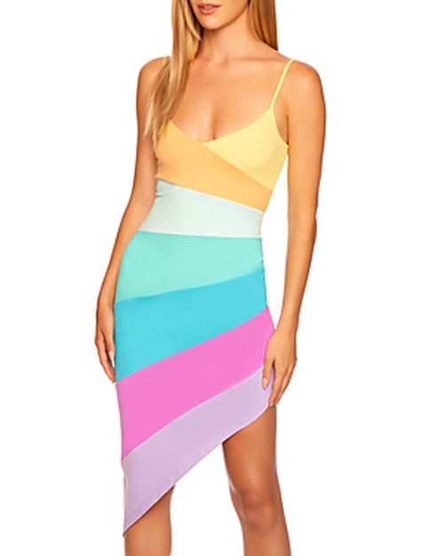 Rainbow Asymmetric String Dress