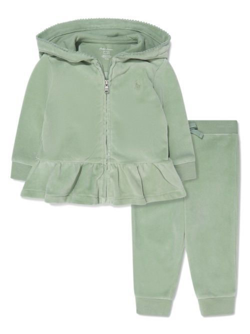 Velvet peplum tracksuit - Green