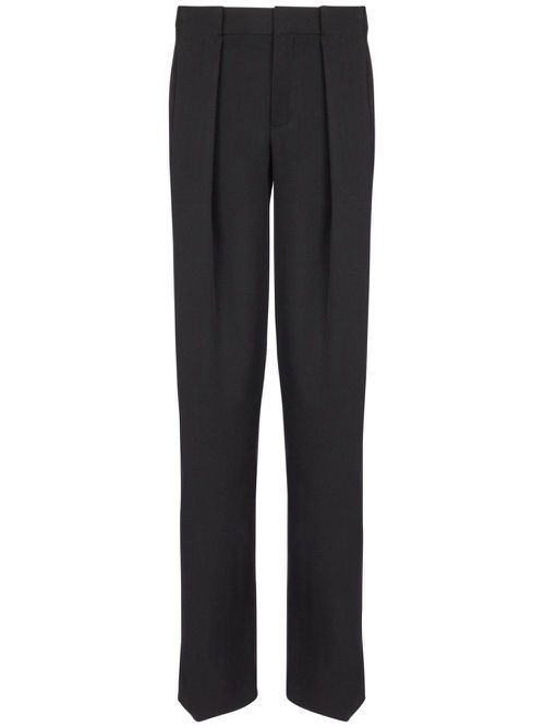 Pleated grain-de-poudre trousers - Black