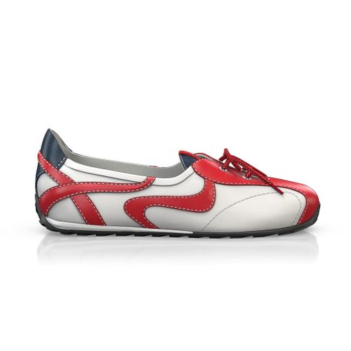 Ballerines de sport Femme Faites main en Italie en Cuir Blanc - Sur Mesure, Petit, Enfiler - GIROTTI