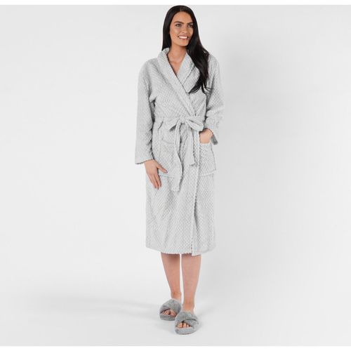 OHS Waffle Fleece Dressing Gown - Silver Grey
