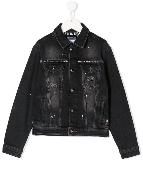 Skull print denim jacket - Black