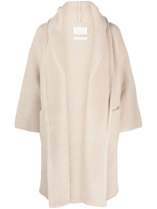 Alpaca wool-blend hooded coat - Neutrals