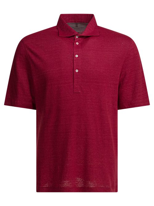 Linen And Cotton MéLange Jersey Polo Shirt Polo Shirts Red