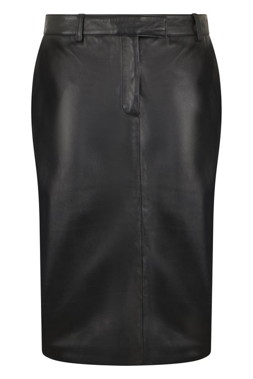 Fitted Leather Midi Skirt