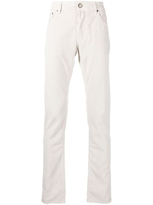 Low-rise slim-cut corduroy trousers - White