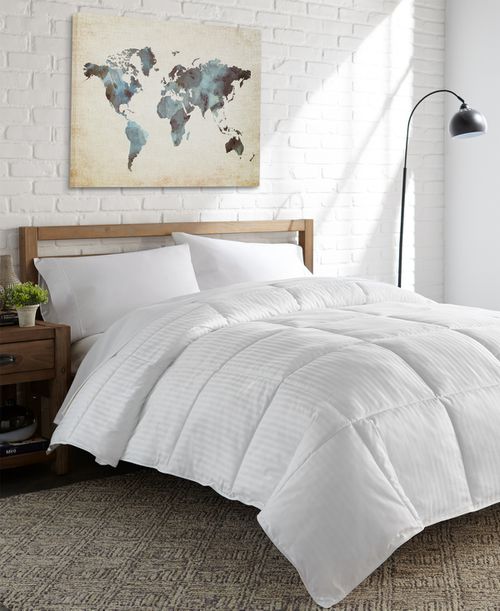 All Seasons 400 Thread Count Down Alternative Striped Luxury Oversized Duvet Insert, King - White